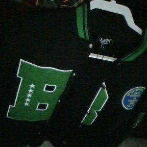 black and green mens varsity jacket